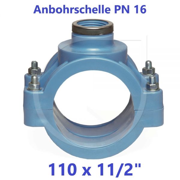 UNIDELTA Anbohrschelle mit Verstärkung PN16 Blau 110 x 11/2"